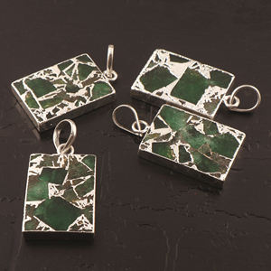 Wholesale Mohave Emerald Copper Turquoise DIY Pendant Silver Electroplating Edged Fashion Jewelry Designer Components - Product Image 3