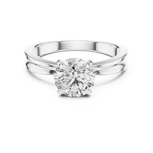 Anillo de Bodas de compromiso de diamante de corte redondo cultivado en laboratorio de 1 quilate de diamante raro en oro rosa blanco amarillo de 14K-estilo de moda - Product Image 2