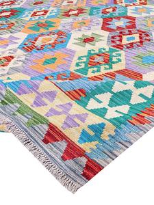 Tapis Takhar Afghan Chobi Kilim en laine tissé à la main multicolore 9,4x6,8 moderne pour salon chambre enfant - Product Image 5