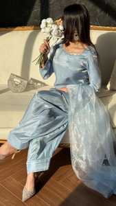 ชุด pakistani farshi อินเดีย3ชิ้นลำลองของผู้หญิงชุดอินเดีย punjabi เข้ารูป patiala กระดุมปิดเป็นมิตรกับสิ่งแวดล้อมธรรมชาติ - Product Image 3