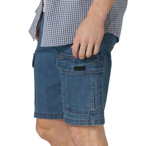 กางเกงคาร์โก้ขาสั้นผ้าเดนิมผ้าฝ้าย100% สำหรับผู้ชายกางเกงขาสั้นขายาวถึงเข่ากางเกงขาสั้นผ้าย้อมสีทึบสำหรับผู้ชาย2025โลโก้ได้ตามต้องการ - Product Image 3