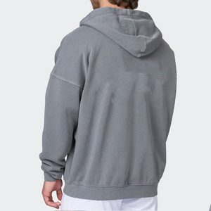 Nouveauté Automne Hiver Hommes Sweat à capuche zippé en coton mélangé Basiques Surdimensionné Épais Sweat à capuche entièrement zippé 500GSM 100% coton - Product Image 5