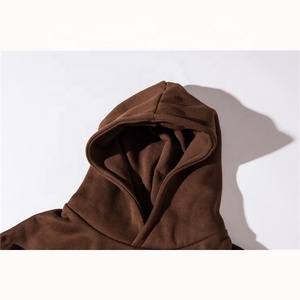 Sudadera con capucha de color marrón chocolate de gran tamaño para hombre, diseño liso bordado de peso pesado en blanco, estampado Digital Tie Dye, comodidad de invierno - Product Image 6