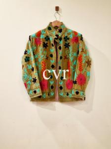 Chaqueta de Terciopelo Bordada a Mano con Cuello Mandarín, Manga Larga, Estampado Floral, Blusón de Otoño para Mujer - Product Image 2