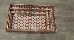 Bandeja de servicio impresa de resina de madera elegante promocional, organizador de almacenamiento de encimera, bandeja de servicio negra decorativa para uso de Hotel - Product Image 2