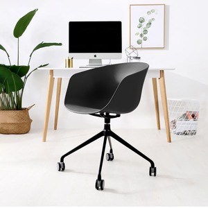 Chaise de bureau minimaliste pivotante en plastique avec pieds en fer et roulettes par for - Product Image 6