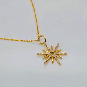 14k Star Lab Grown Diamant Pendentif Or Massif Dainty Lab Grown Diamant Collier De Mariage Femmes Collier Pour Anniversaire Bijoux - Product Image 1