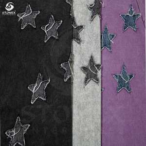 T-shirt personnalisé en coton épais lavé à l'acide Streetwear Chemise à broderie d'appliques en détresse T-shirt pour femmes T-shirt en détresse - Product Image 3