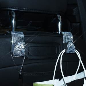 Diamante Bling diamantes de imitación asiento de coche gancho trasero Universal Auto reposacabezas soporte de almacenamiento accesorios interiores para niñas - Product Image 4