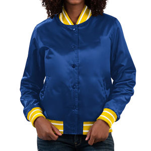 Temporada de invierno Chaqueta universitaria de moda de retazos de manga satinada para mujer Venta caliente Ropa personalizada Chaqueta de satén para mujer a la venta - Product Image 1