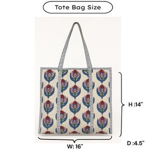 Bolsa de Mano de Algodón Cambray Acolchada con Estampado de Bloques de Jaipur, Hecha a Mano, Ecológica, Ligera, Duradera, con Cierre de Cremallera - Product Image 6