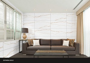 Losa Blanca Grande 2x4 pies Azulejos de porcelana pulida Estarda Gold 600x1200mm Azulejos de diseño de estatuario para aspecto de mármol natural - Product Image 3