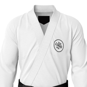 <b>White</b> Taekwondo Uniform 100% Cotton Durable Adult Unisex With Logo On Front Regular Fit Martial Arts Wear Kit - Product Image 6