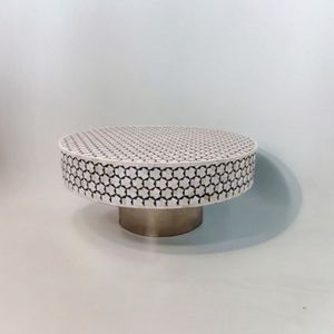 Table basse ronde moderne d'incrustation d'os de vente chaude avec la base d'or pour l'usage de salon d'appartement d'hôtel de luxe - Product Image 5