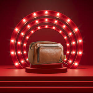 Trousse de toilette en cuir de grande capacité avec fermeture à glissière pour le voyage. - Product Image 6