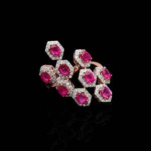 Anillo de derivación de circón rubí Natural de diseñador, joyería de declaración chapada en oro rosa de 18 quilates para mujer, anillo de piedra natal de Julio, regalo elegante - Product Image 2