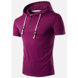 เสื้อยืดมีฮู้ดแบบสวมหัวแขนสั้นสำหรับผู้ชายมาใหม่ฤดูร้อน - Product Image 2