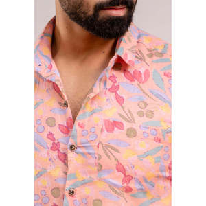 Chemise décontractée en coton pour homme, imprimé floral rose, manches courtes, respirante, en popeline tissée satinée, tailles XL à 6XL, style occidental - Product Image 5