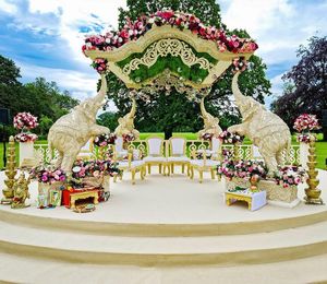 Gran oro blanco fibra boda Mandap Malasia gran grasa Tamilian matrimonio Mandaps decoración Venta caliente evento redondo Mandapam EE. UU. - Product Image 3