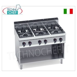 Cocina de Gas de 6 Quemadores con Mueble Abierto, 42 kW - Product Image 3