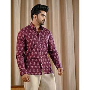 Chemise décontractée pour homme en coton 100% à imprimé floral violet, manches longues, tissu popeline, tailles XL à 6XL - Product Image 5