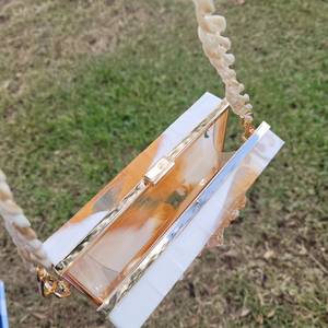 White and <b>Gold</b> Geode Resin Handbag Luxurious Evening <b>Bag</b> Special Occasion Purse Gift for Her - Product Image 4