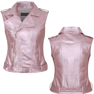 Nuevo Chaleco de cuero de motorista personalizado de alta calidad precio barato 2025 nuevo diseño para mujer Chaleco de cuero de motorista de calidad baja Moq para mujer - Product Image 3