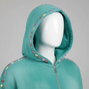 Venta al por mayor de calidad superior personalizado ODM ácido lavado de diamantes de imitación térmica de invierno ropa de calle de los hombres de 2 piezas Boxy Hoodie pantalones Sweatsuit - Product Image 5