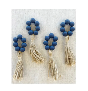 Bonne qualité Perles De Bois Ronds De Serviette Corde De Coton Glands Tissés À La Main conception Anneau De Serviette En Bois Accessoires - Product Image 4