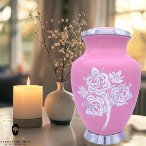 Pink Flower Handcrafted Aluminum Cremation <b>Urn</b> Metal Cremation <b>Urns</b> with Meena Coating Elegant Memorial <b>Urn</b> in <b>Large</b> & Keepsake - Product Image 6