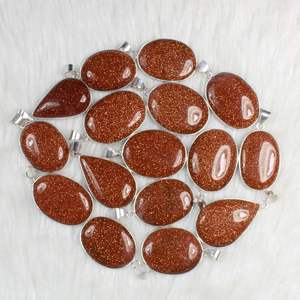 Nouveauté solide 925 en argent Sterling or grès haute poli lâche Cabochon pierre précieuse pendentif pour les femmes bijoux fins - Product Image 1