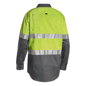 Premium High Visibility Light Grey Polyester Fluorescent <b>Safety</b> Work Shirts Full Sleeve 2X-Large <b>Reflective</b> <b>Clothing</b> - Product Image 2