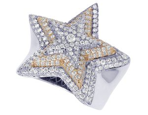 S925 <b>Silver</b> High Quality Fully Iced Out Hip Hop VVS Moissanite Round <b>Men</b> Gift Star Shape <b>Ring</b> Party - Product Image 3
