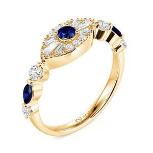Jeulia Mystical Gold <b>Evil</b> <b>Eye</b> Protection <b>Ring</b> Geometric Sterling Silver Design - Product Image 2