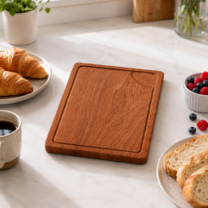 <span class=keywords><strong>Planche</strong></span> à découper en bois d'ébène <span class=keywords><strong>avec</strong></span> rainure profonde pour les jus et réservoir d'angle pour servir fruits, pain et autres aliments en cuisine - Product Image 6