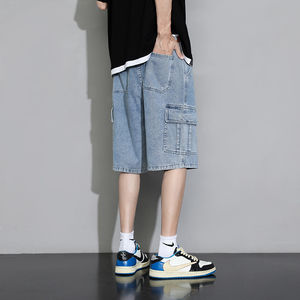 Pantalones cortos de mezclilla informales elásticos de tendencia de moda Coreana de lavado de verano de alta calidad personalizados para hombres - Product Image 3