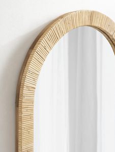 Miroir mural en osier arqué en bois, produit fait à la main, haut de gamme, style bohème, le best-seller le plus populaire. - Product Image 5