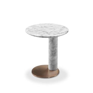 Table d'appoint pliable à succès, forme ronde dorée et blanche avec plateau en marbre pour la décoration de la maison - Product Image 1