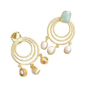 Aretes de Aro de Latón al por Mayor, Perla Natural, Joyería de Piedras Preciosas Auténticas, Latón Chapado en Rodio, Hipoalergénico, Uso Seguro, Premium B2B - Product Image 5