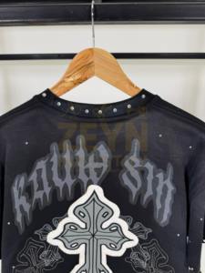 T-shirts personnalisés à strass lavés à l'acide Streetwear surdimensionné en coton lourd Style vintage imprimé respirant soleil t-shirts délavés hommes - Product Image 4