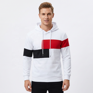 Sweat-shirt à capuche pour homme, color block rouge, noir, blanc, manches longues, décontracté, tricoté, coupe classique, style automne - Product Image 5
