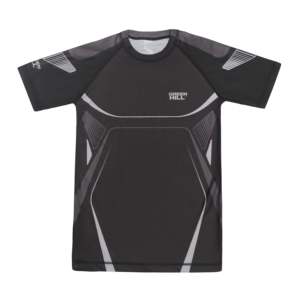 Rashguard de MMA sublimé Green Hill 2023 à manches courtes, compression en nylon et élasthanne, UPF50, logo personnalisé noir avec logo Green Hill - Product Image 2