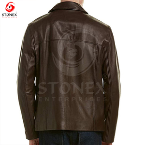 Veste en cuir pour homme de haute qualité, prix de gros, col montant personnalisé, fermeture éclair, pour l'hiver et la rue - Product Image 3