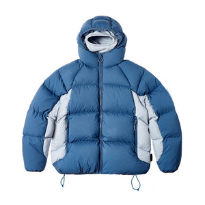 Custom Printed Men's Winter Jacket Padded Stand Collar Zipper Windbreaker with Hood Canvas <b>Fabric</b> Warm Puffer jacket - Product Image 1