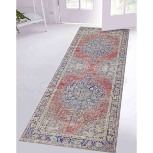 Alfombra Turca Personalizada: Alfombra Oriental Roja para Escaleras, Apta para Mascotas, Alfombra de Chenilla - Product Image 3