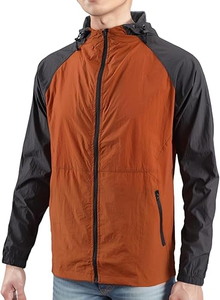 Chaqueta cortavientos Anorak de lona ligera de dos tonos para hombre, impermeable, a prueba de viento, de alta calidad, con cremallera completa, cuello levantado, logotipo frontal - Product Image 5