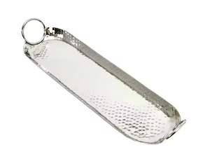 Bandeja de Servicio de Metal Plateado Martillado de Lujo, Decorativa, Larga, Hecha a Mano, Diseño Moderno, Decoración de Mesa, para Servir Alimentos, Ramadán, Bodas - Product Image 1