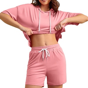 100% algodón al por mayor personalizar nueva llegada ropa 2025 ropa de moda Sudadera con capucha de gran tamaño y conjunto de pantalones cortos para mujeres 2026 - Product Image 3