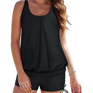 Two Piece Swimwear Top and <b>Shorts</b> Set Breathable Fabric Lightweight Material for Vacation <b>Women</b> <b>Swim</b> Top and <b>Short</b> - Product Image 1