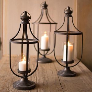 Metal Designer With Leather Handles High Quality Square Antique Vintage Iron <b>Lantern</b> Home Decor Direct Factory - Product Image 2
